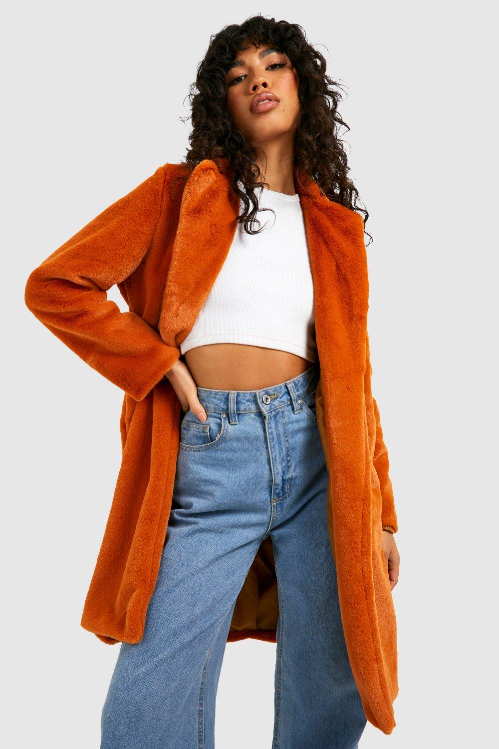 Burnt orange hotsell fur coat